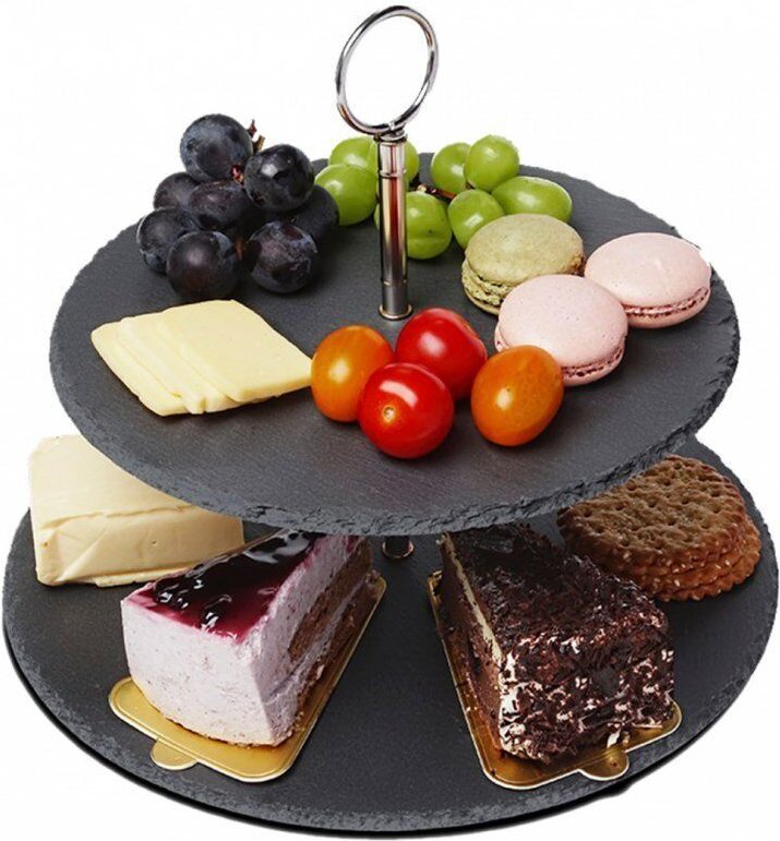 Zweistöckiger Steinteller Für Kuchen Und Snacks E-6231