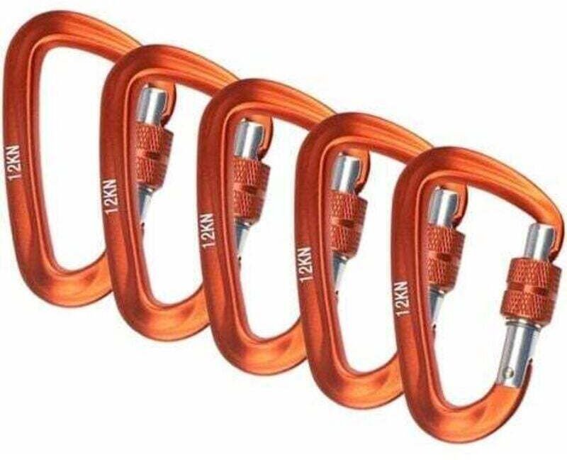 XVX - Karabiner, mit Schraubverschluss 12Kn, 5 Stück, Orange