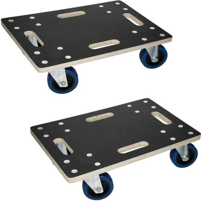 Thumbnail - Ecd Germany - 2er Set Transportroller 35x50 cm bis 800 kg Siebdruckplatte, PP-Räder, Transporthilfe für Umzug, Rollbrett...