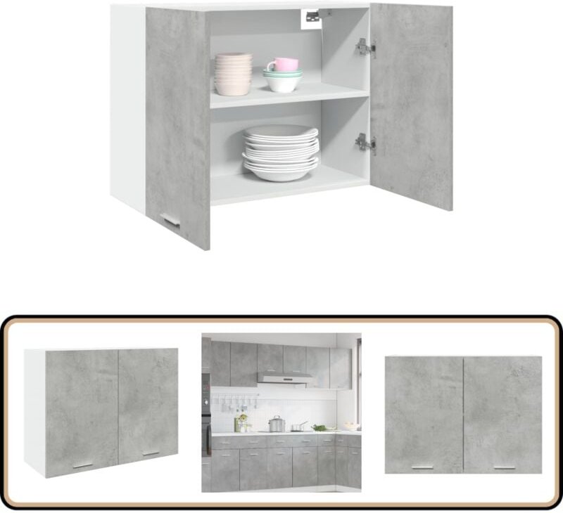 Hängeschrank Betongrau 80x31x60 cm Holzwerkstoff - Vidaxl