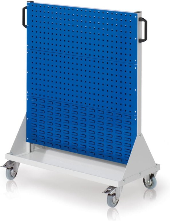 Kappes RasterMobil® mobiler Arbeitsplatzschrank Größe 3 1230x1000x500mm 4 Lochplatten 2 Schlitzplatten - enzianblau