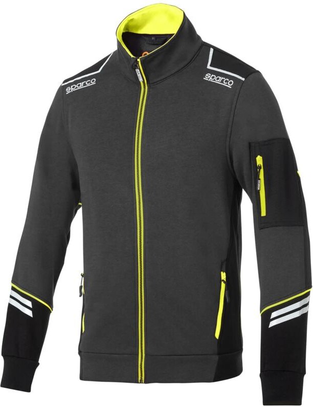 Sparco 02429GSGF Arbeits-Sweatshirt mit durchgehendem Reißverschluss, Alabama-Technologie, Grau/Gelb, M