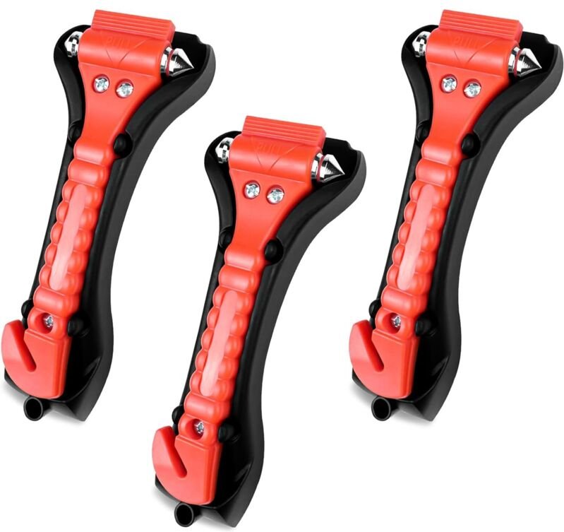 3-teiliger Fensterbrecher und Sicherheitsgurtbrecher, Autofensterbrecherhammer, Autosicherheitshammer, Nothammer, Sicher...