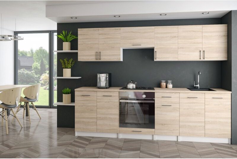 Moderne Küchenzeile LECO 240 cm in Sonoma Eiche – funktionales Design für jede Küche