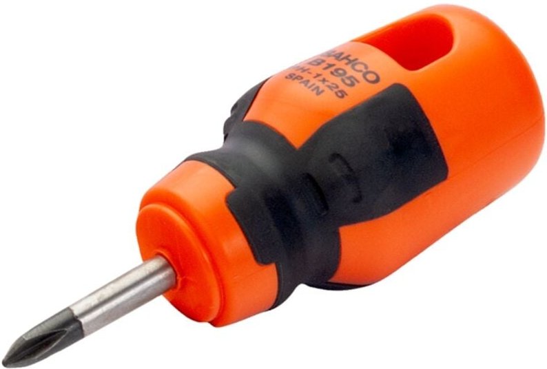 BahcoFIT Phillips Schraubendreher mit kurzem Gummigriff, PH2 x 25 mm, Einzelhandelsverpackung