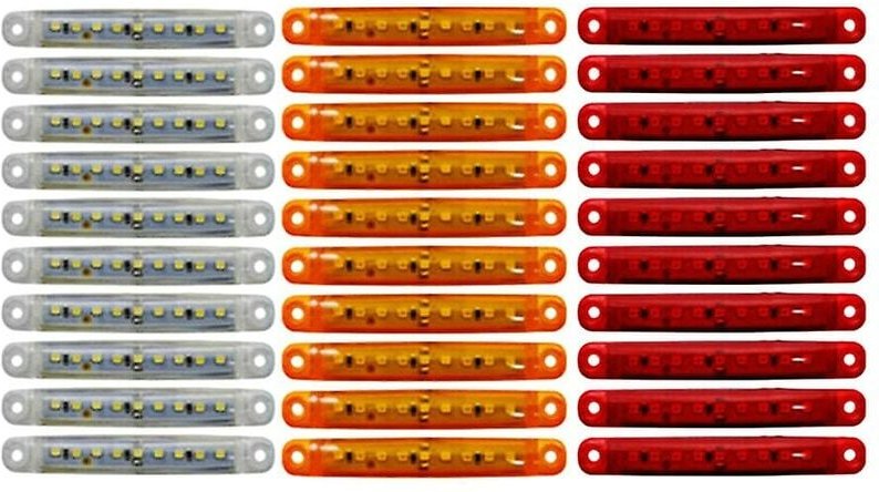 30 x versiegelte rot-weiße 9-LED-Seitenmarkierungsleuchten für LKW-Anhänger, 10,2 cm (4 Zoll) hintere Seitenleuchte