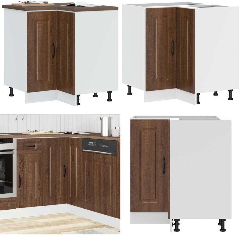 Küchen-Eckunterschrank Kalmar Braun Eichen-Optik Holzwerkstoff - Vidaxl