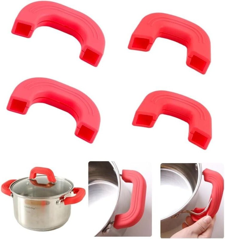 4 Stück Topflappen und Fingerschutz für die Küche, Silikon-Topflappen, Silikon-Topflappen, hitzebeständiges Silikon, spe...