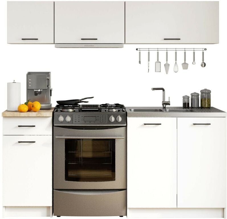 Akord - Küchenmöbelset oliwia G1 Weiß 180 cm 6 Turen Schublade 6 Ebenen B180 x H174 x T46 cm