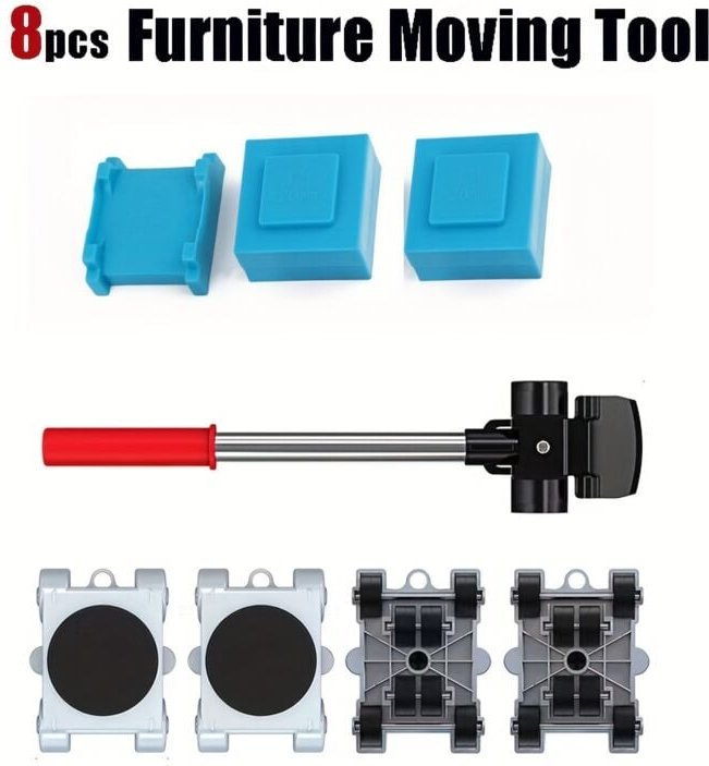 Möbelwagen, 8-teilig, 4 robuste Räder und Möbelheber, Werkzeug zum Bewegen von Möbeln, Traglast 150 kg, Geräteroller für...