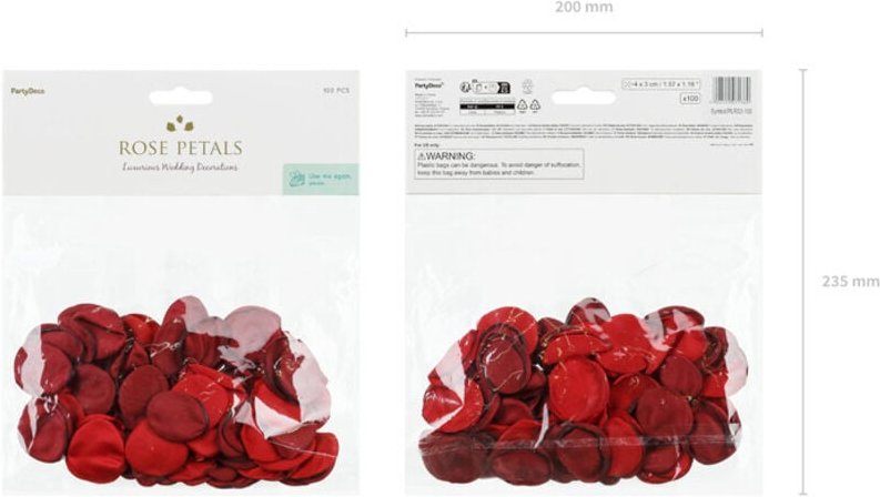 Rosenblütenblätter im Beutel, Mix (1 Packung / 100 Stück)