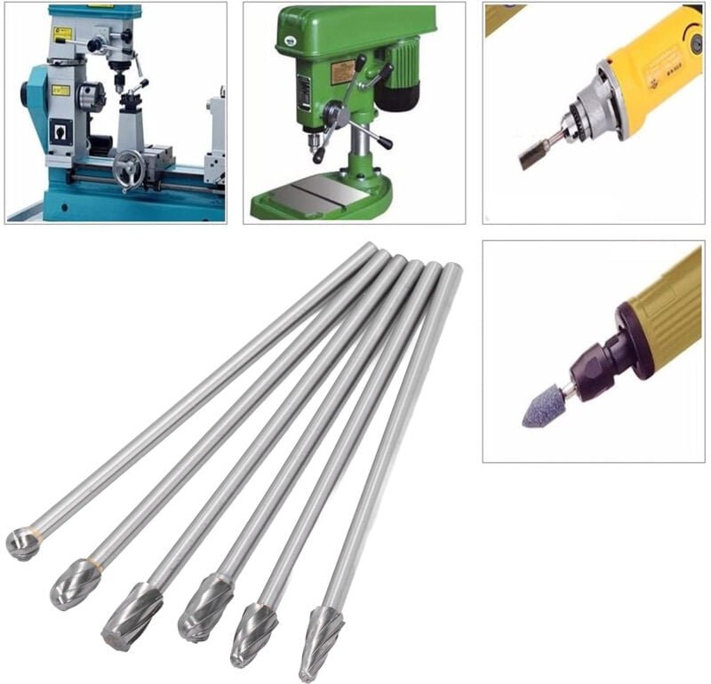 6-teiliges Verlängerungs-Hartmetallfräser-Set Zylinderkopf-Portierungs-Kit Massives Drehen des Zylinderkopf-Portierungs-...