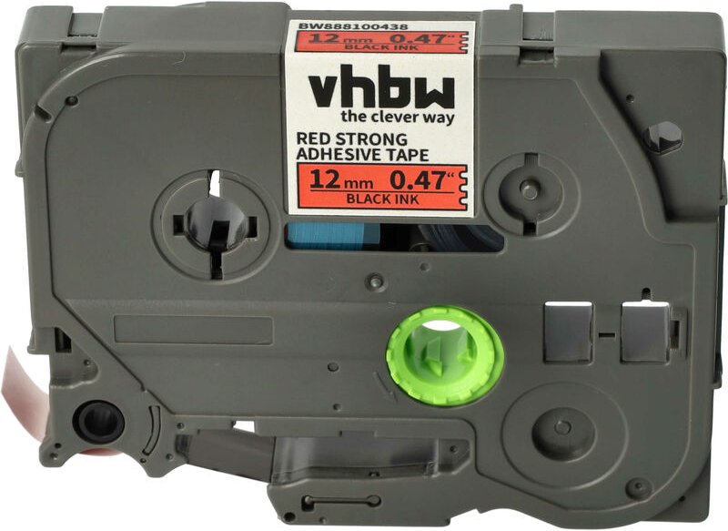 Vhbw - Schriftband-Kassette kompatibel mit Brother pt 2400, 2210, 2300, 2310, 2400E Etiketten-Drucker 8m x 12mm Schwarz ...