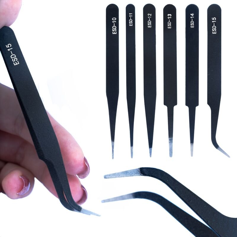 Set mit 6 Präzisionspinzetten