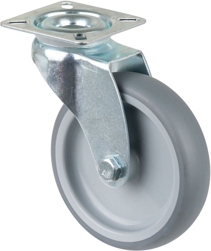 Lenkrolle 100mm Lg G1 Stahlbl verz. Gummirad - Bs Rollen