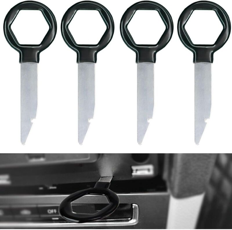 4 Stück Autoradio-Entfernungsschlüssel, Autoradio-Entfernungswerkzeuge, Autoradio-Entfernungsschlüssel, ergonomisches De...