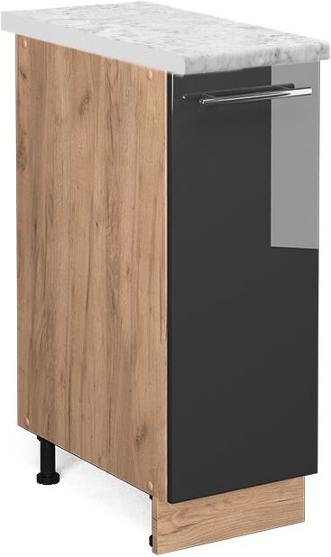 Vicco - Küchenschränke Fame-Line, Anthrazit Hochglanz, 30 cm , ap Marmor