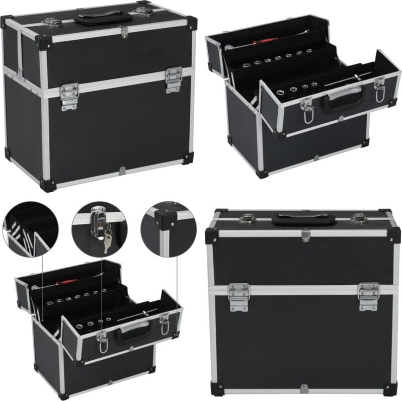 Werkzeugkoffer 38x22,5x34 cm Schwarz Aluminum - Werkzeugkoffer - Werkzeugtaschen - Home & Living - Schwarz