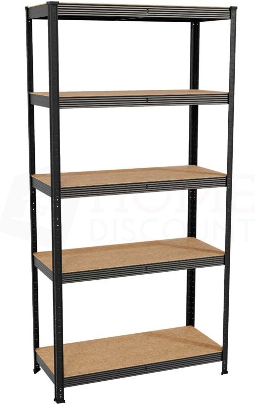 5-stufiges Schwerlastregal für Garage, groß, werkzeugloses Stecksystem, Schwarz