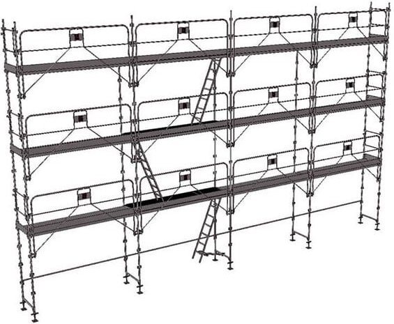 Gerüst 104m² : Struktur + Plattformen + Leiste -Gelände Version - MEKA48P-104-SPP