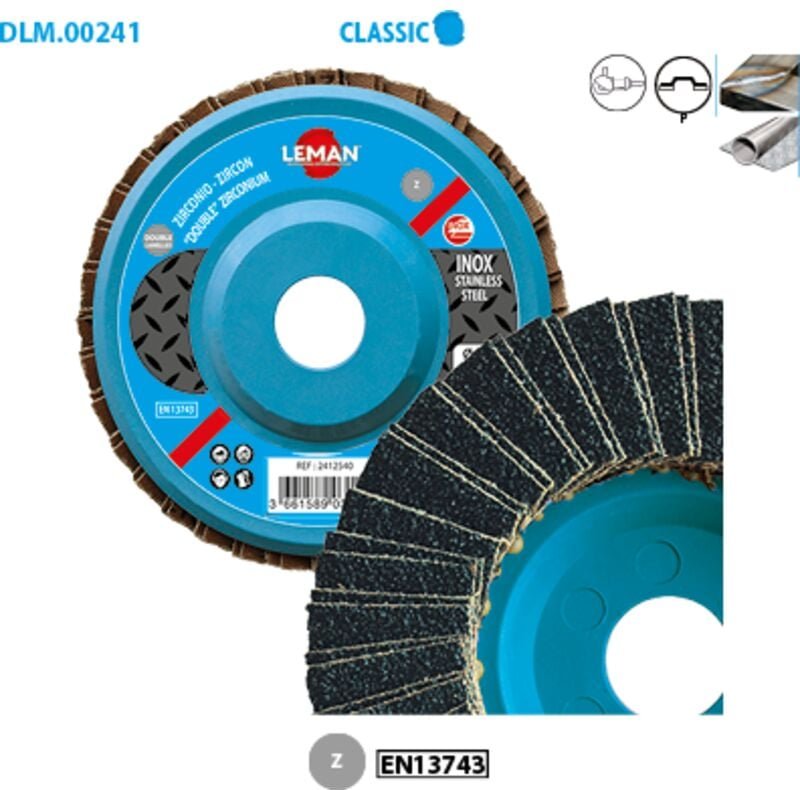 Box mit 10 Doppel-Schleifscheiben Zirkon-Metall Classic ø 125 Körnung 40 Bohrung 22,23 mm Flach