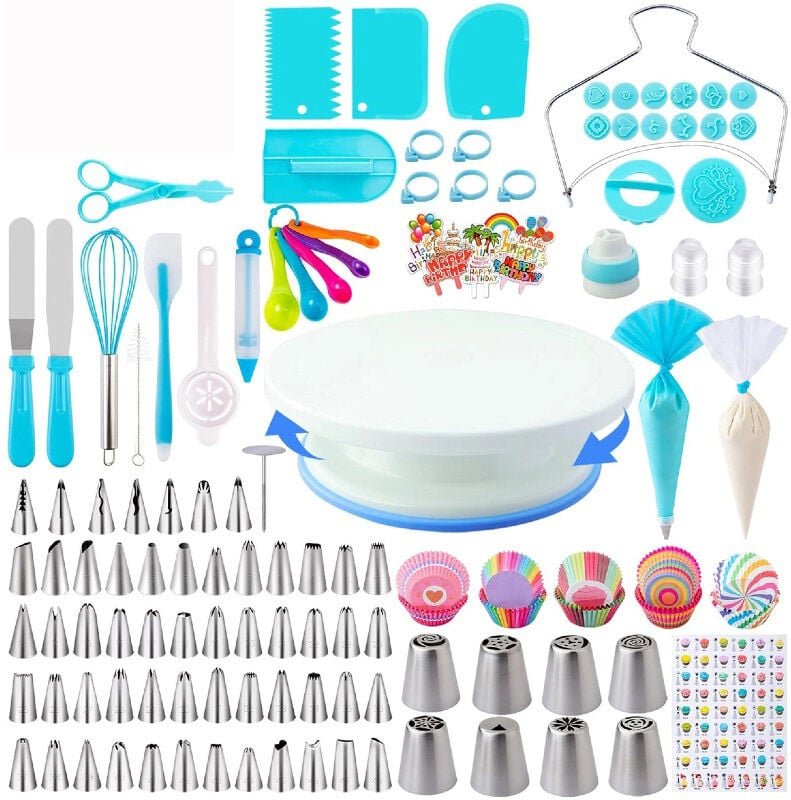 Gebäckset, Gebäckdrehteller, Spritzbeutel, Gebäckutensilien, professionelles Gebäckset, Gebäckzubehör (365 Teile)