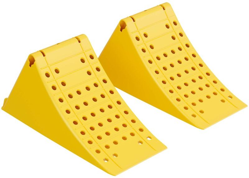 Wiltec Unterlegkeile Anhänger 2 Stück bis 6,5t Unterlegkeile LKW 470x200x230mm für Reifen bis 200mm Breite, mit Stahlzäh...