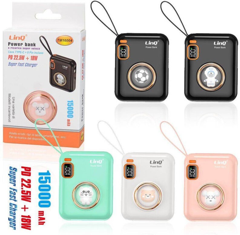 Trade Shop Traesio - Trade Shop - powerbank schnellladen mit typ-c-kabel + 8PIN pd 22,5 w + 18 w 15000 mah TM16004 -