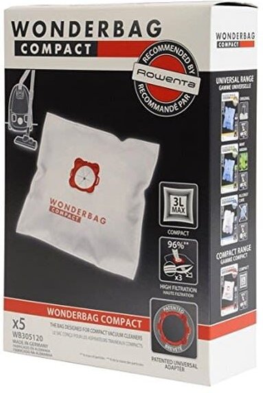 Kompakte Wonderbag-Beutel, 5 Stück wb305120 für Rowenta Staubsauger