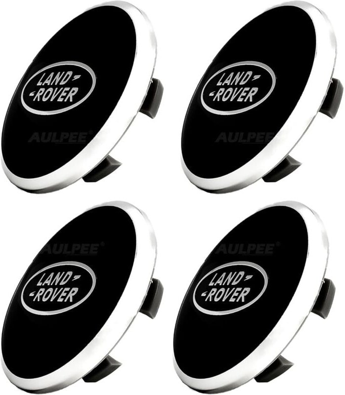 62 mm ABS-Radkappe mit Logo in der Mitte, kompatibel mit Land Rover-Zubehör (LR Black – Schwarz)