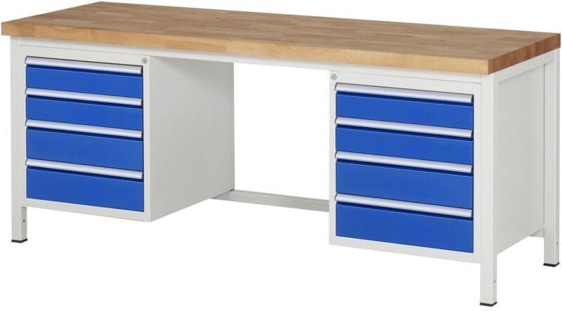 Werkbank höhenverstellbar 8181A1, B2000xT700xH840-1040mm, 8x Schublade-TA - RAU