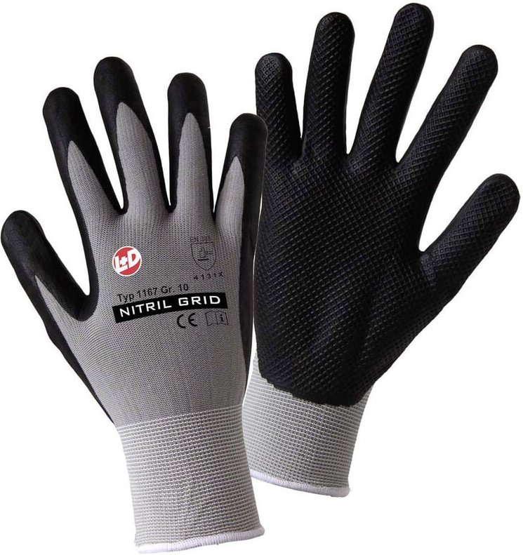 Leipold Doehle nitril grid 1167-9 Nylon Arbeitshandschuh Größe (Handschuhe): 9, l en 388:2016 cat