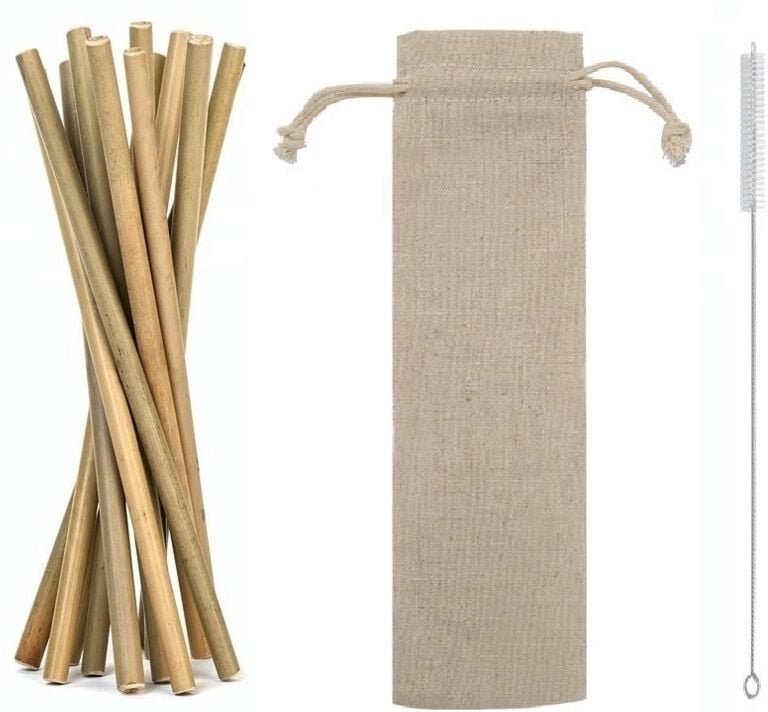 Bambus-Strohhalme, 12er-Set, umweltfreundlich, wiederverwendbar