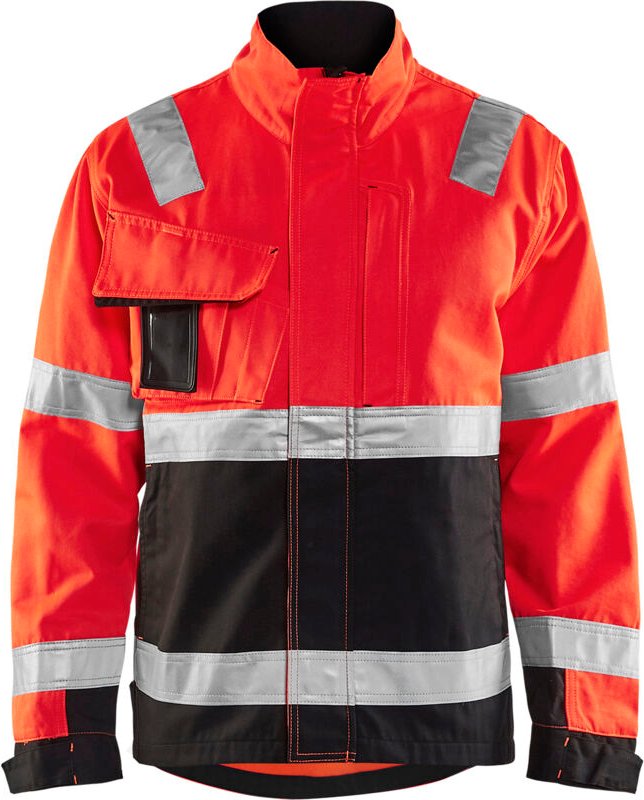 Hochsichtbare Arbeitsschutzjacke 4064 - Neonrot/Schwarz XS
