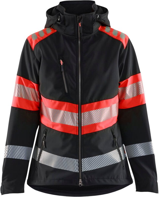 Arbeits-Softshelljacke mit hoher Sichtbarkeit für Damen 4404 – Schwarz/Neongelb XL