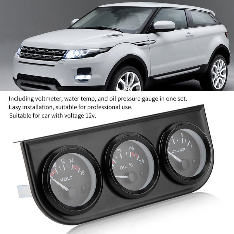Vdo Zusatzinstrumente 52Mm-Triple Gauge Kit Öldruck Voltmeter Messgerät Zusatz 3 In 1 Auto Meter Auto Gauge Voltmeter Wa...