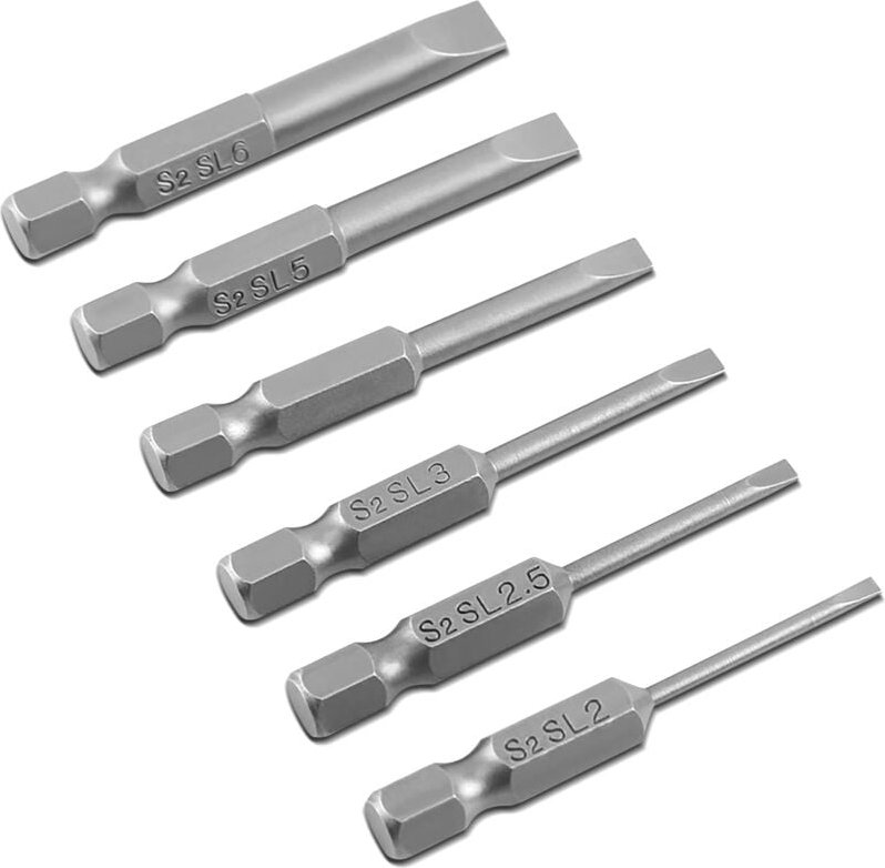 Thumbnail - Forets Magnétiques à Tête Plate à Pointe Fendue, 6pcs 50mm 2.0-6.0mm 0.25' Hex Shank S2 Alliage à Tête Plate à Pointe Ma...