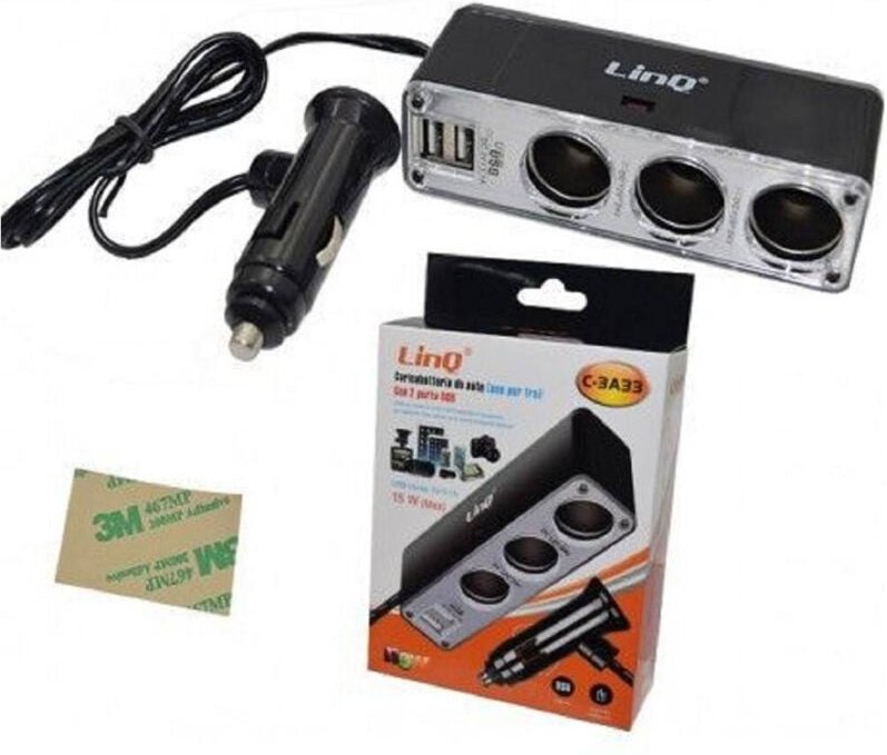 Trade Shop Traesio - Trade Shop - additional adoptor 3IN1 presents für car + 2 usb ports 15W C-3A33 -