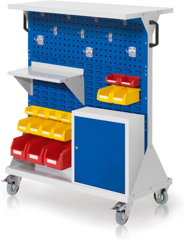 Kappes RasterMobil® mobiler Arbeitsplatzschrank Größe 3 1270x1000x500mm 34-teilig mit Ablageboden und Einhängeschrank en...