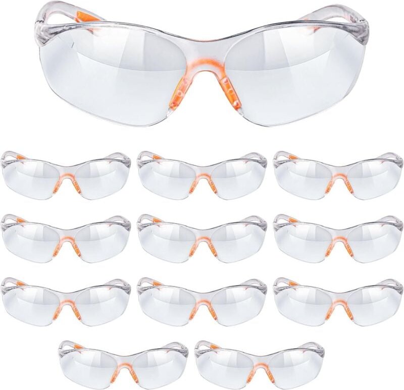 Gabrielle - Arbeitsschutzbrille - 12 Stück Transparente Schutzbrille mit Kunststoffgläsern - Schutzbrille für Heimwerker...