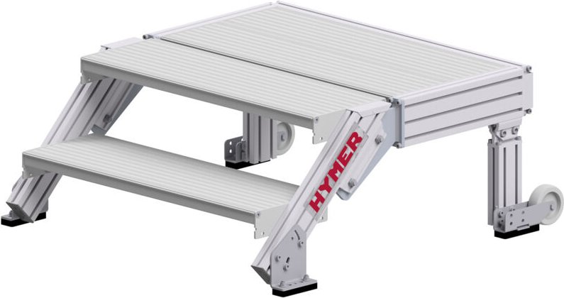 Hymer Treppenpodest mit großflächiger Plattform und 2 Rollen 0,8m Stufenbreite 2 Stufen