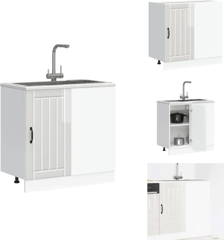 Spülenunterschrank Lucca Hochglanz-Weiß Holzwerkstoff - Spülenunterschrank - Spülenunterschränke - Küchenunterschrank - ...