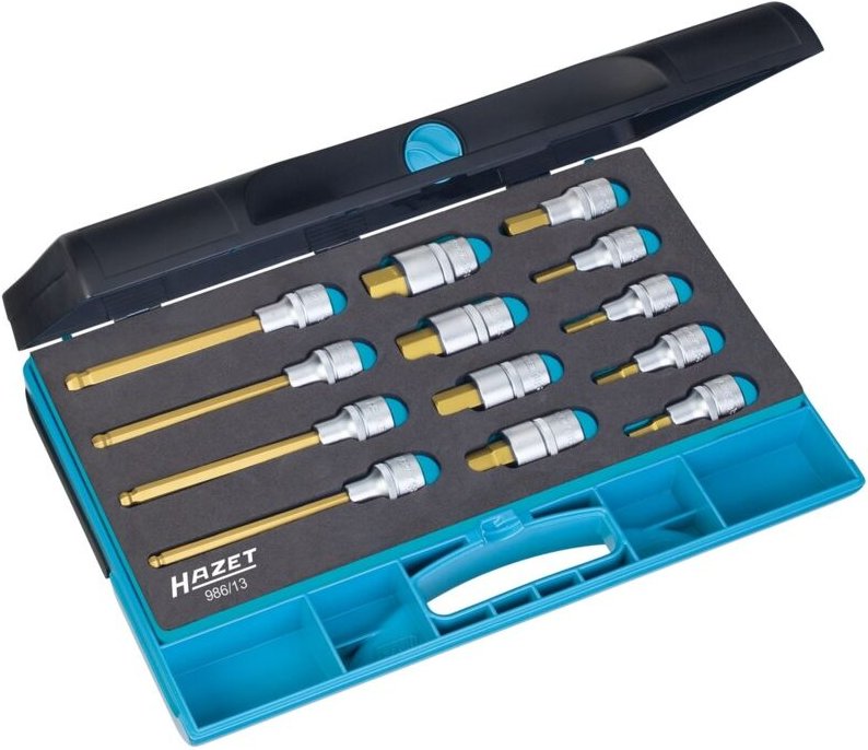 Schraubendreher-Steckschlüsseleinsatz Satz, Vierkant hohl 12,5 mm (1/2), Innen-Sechskant Profil, 5 - 10, Anzahl Werkzeug...