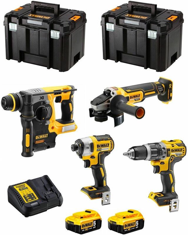 Thumbnail - Dewalt - Kit DWK400 (DCD796 + DCH273 + DCG405 + DCF887 + 2 x 5,0 Ah + DCB115 + 2 x tstak vi)