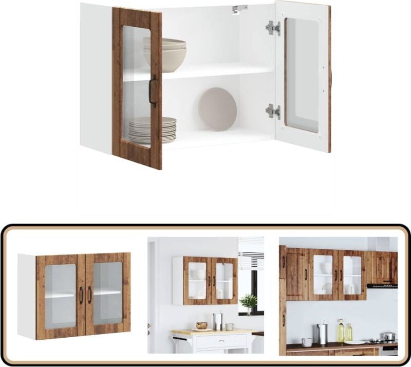 Küchen-Hängeschrank mit Glastür Altholz-Optik Holzwerkstoff - Vidaxl