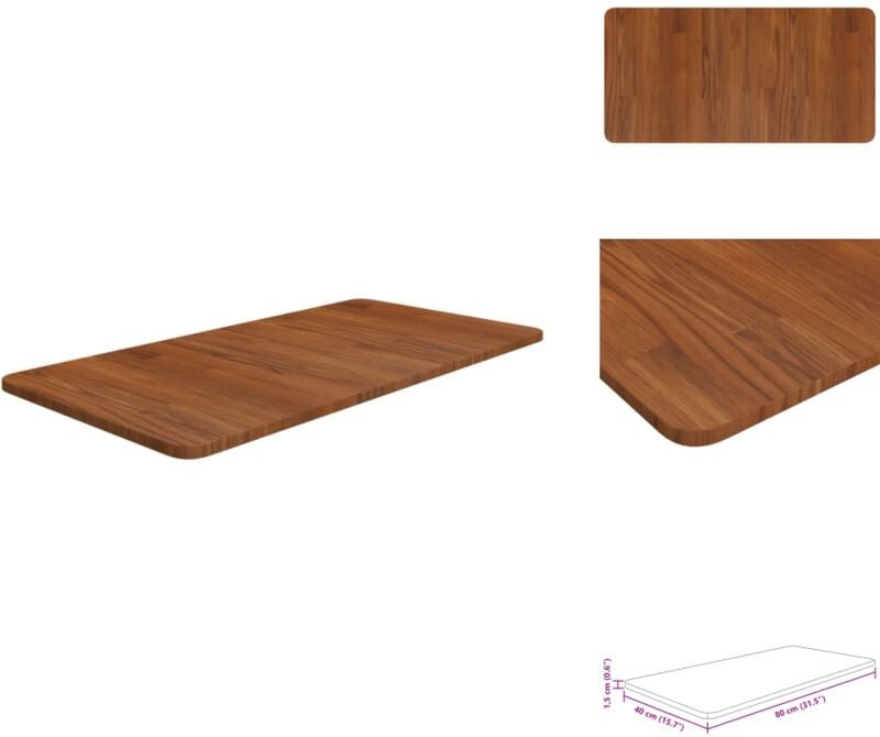 Waschtischplatte Dunkelbraun 80x40x1,5 cm Massivholz Behandelt - Waschtischplatte - Eiche - Holz Platte - Arbeitsfläche ...
