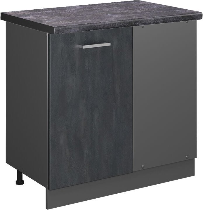 Vicco - Eckunterschrank R-Line, Schwarz Beton, 86 cm ap Anthrazit
