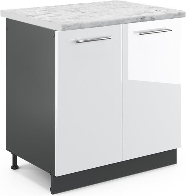 Thumbnail - Vicco - Küchenschränke Fame-Line, Weiß Hochglanz, 80 cm , ap Marmor