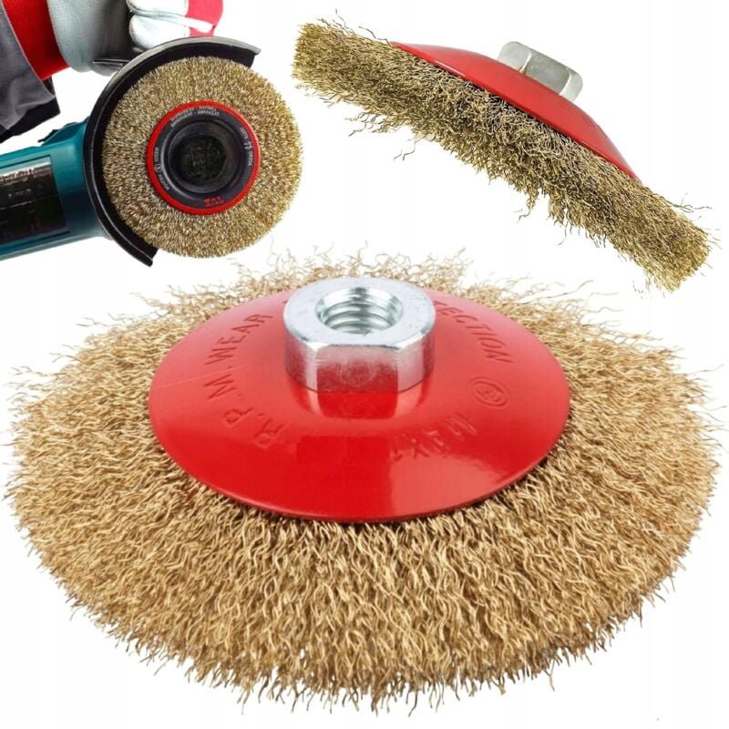 Drahtbürste 115 mm M14 Seite Messing beschichtet für Stahl Metall Holz Rost