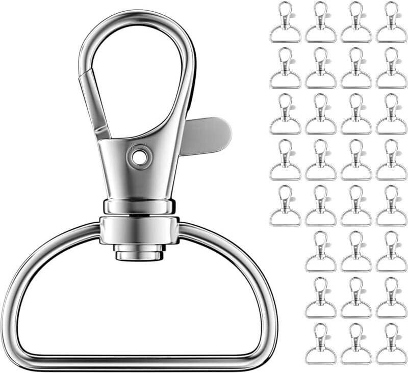 Sollbry - Packung mit 30 drehbaren Karabinerverschlüssen, Karabiner-Schlüsselanhänger (Innenbreite 25 mm), D-Typ-Spaltri...
